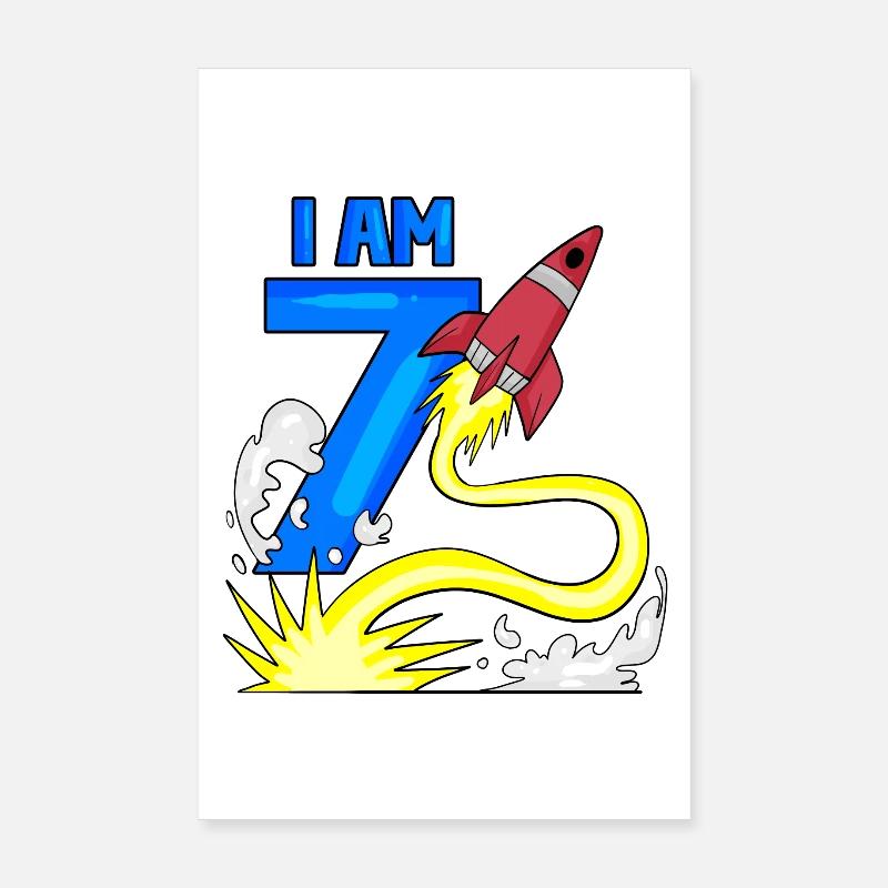 7 Geburtstag Junge Astronaut - sieben Jahre Poster 20x30 cm