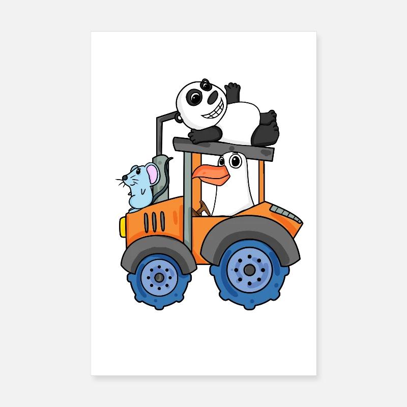 Tractor Tractor Cute Animals Poster 8" x 12" (20x30 cm)