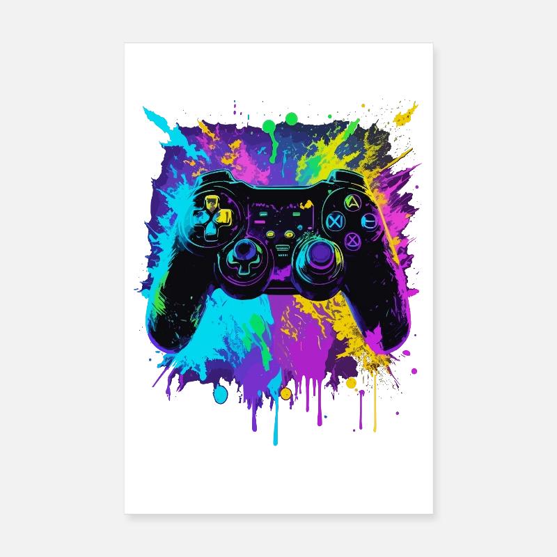 Colorful Graffiti Gaming Controller Poster 8" x 12" (20x30 cm)