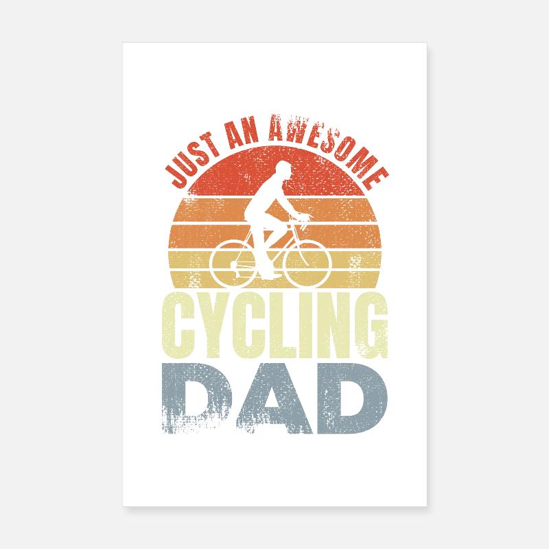 Fahrradfahrer Papa - Poster 20x30 cm - Weiß