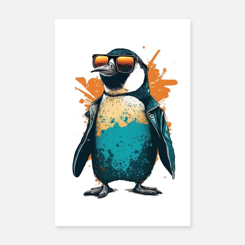 Cooler Pinguin mit Sonnenbrille und Jacke Poster 20x30 cm