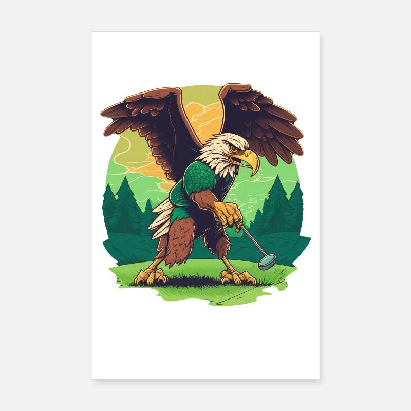 Aigle joueur de golf Poster 20 x 30 cm