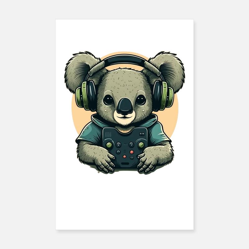 Koala bear with Walkman Poster 8" x 12" (20x30 cm)