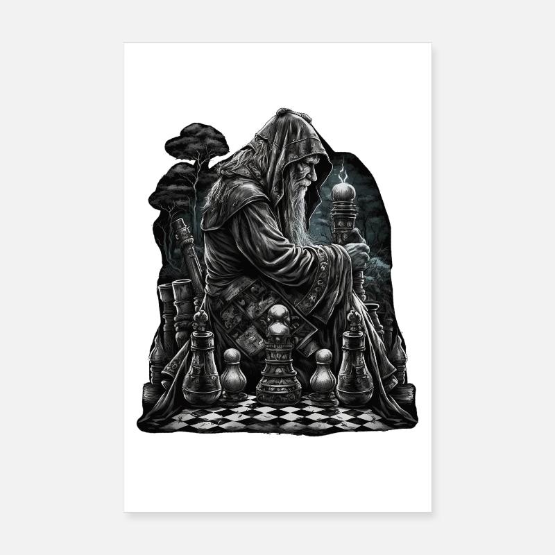 Maître d’échecs dans le jeu - Poster 20 x 30 cm - blanc