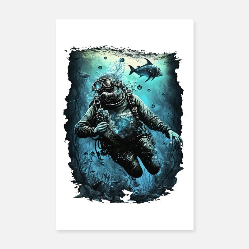Divers underwater Poster 8" x 12" (20x30 cm)