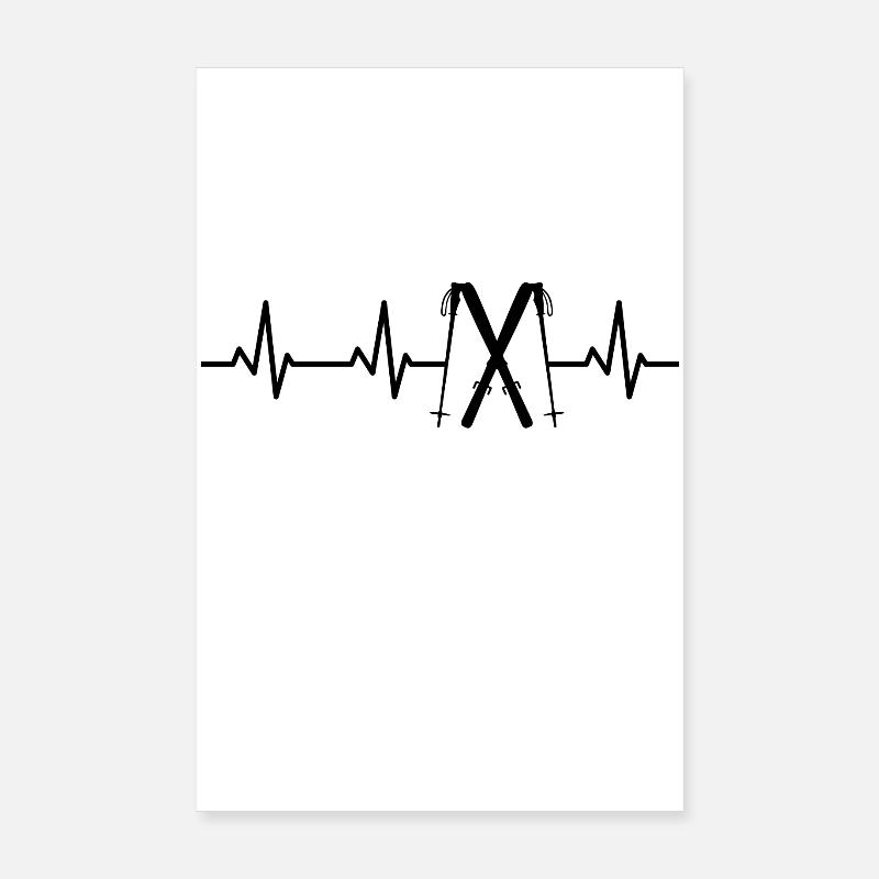 Skiing Pulse Rate ECG Poster 8" x 12" (20x30 cm)