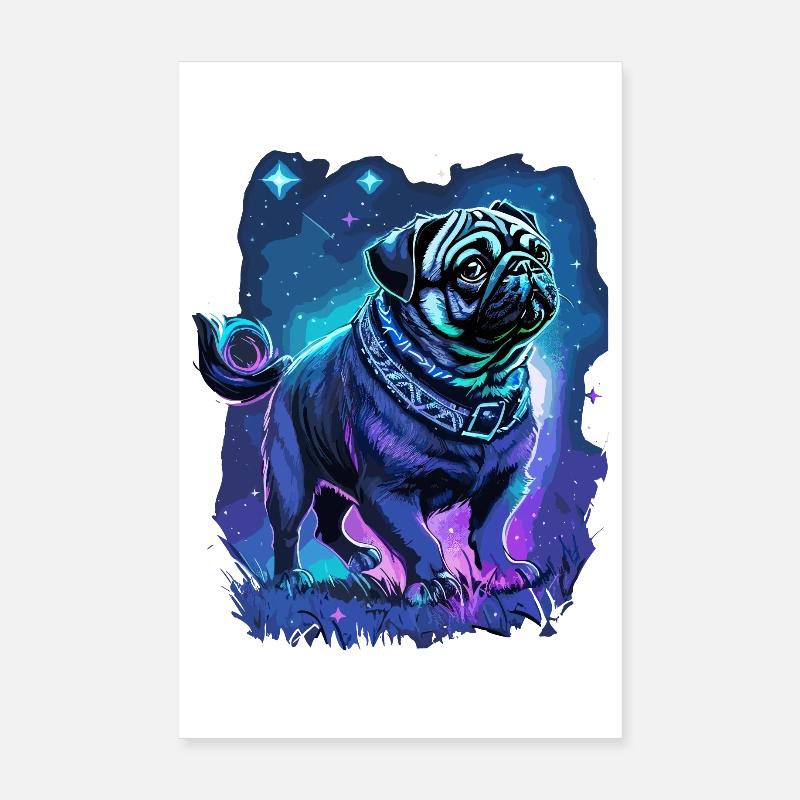 Mops Hund Mitternachtszauber Poster 20x30 cm
