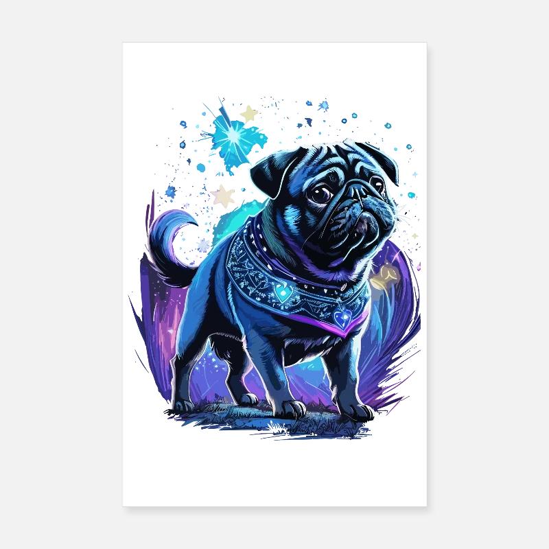 Mitternachtszauber Mops Hund Poster 20x30 cm