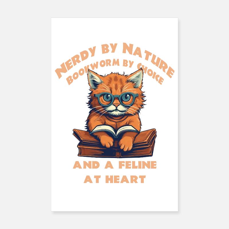Gatto con libro Poster 20x30 cm