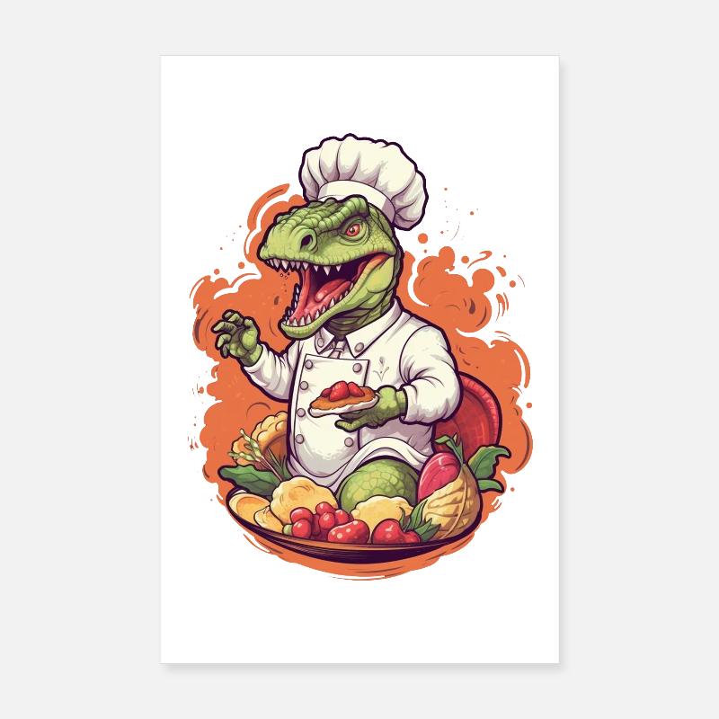 Dinosaur Chef Poster 8" x 12" (20x30 cm)