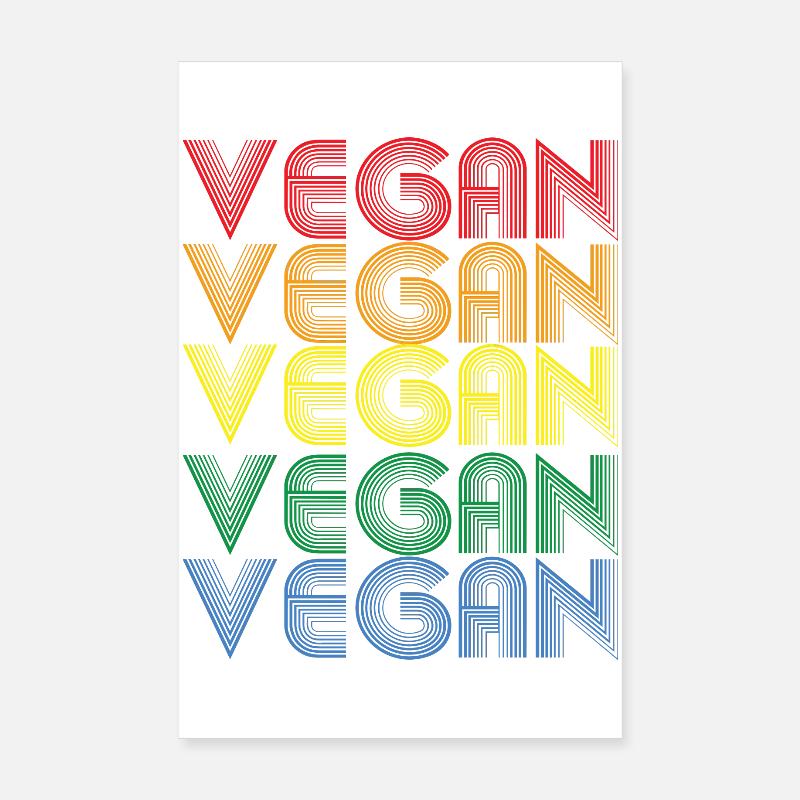 Regenbogen VEGAN Statement - Poster 20x30 cm - Weiß