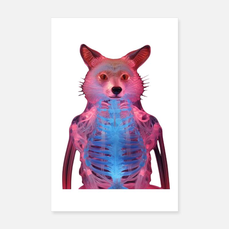 Glowing fox with neon effect Poster 8" x 12" (20x30 cm)