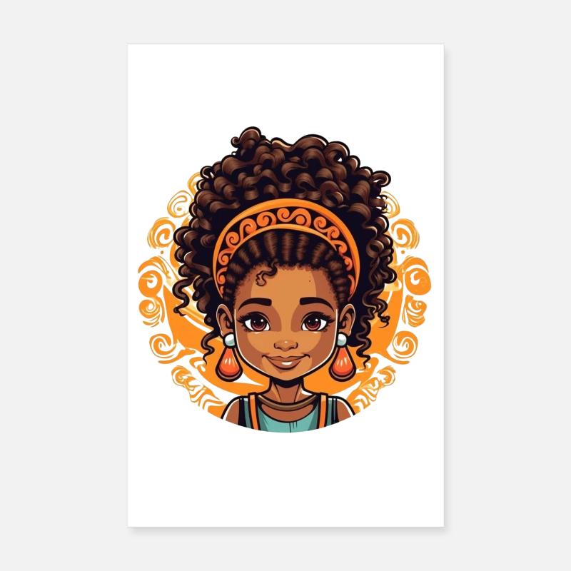 Afrikanische Frau mit lockigem Haar Accessoires Poster 20x30 cm