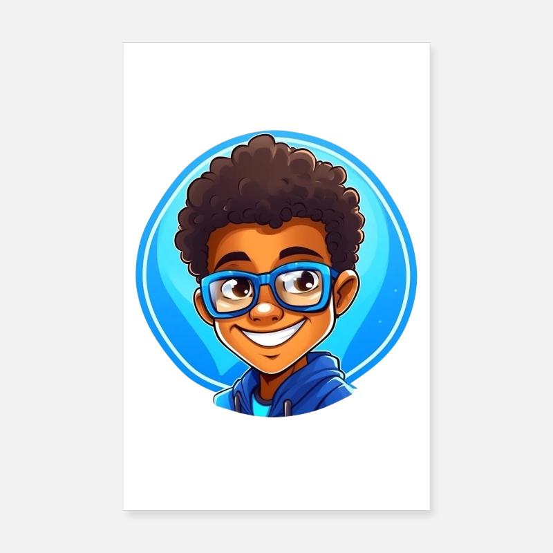 Lebhafter Kinderporträt mit Brille Poster 20x30 cm