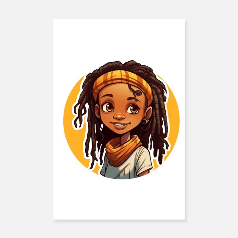Lässiger Dreadlocks-Stil mit bunter Kopfbedeckung Poster 20x30 cm