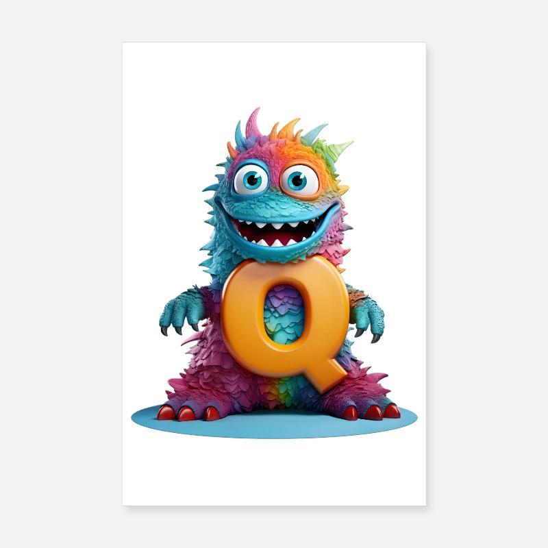 Rainbow Monster with Q Poster 8" x 12" (20x30 cm)