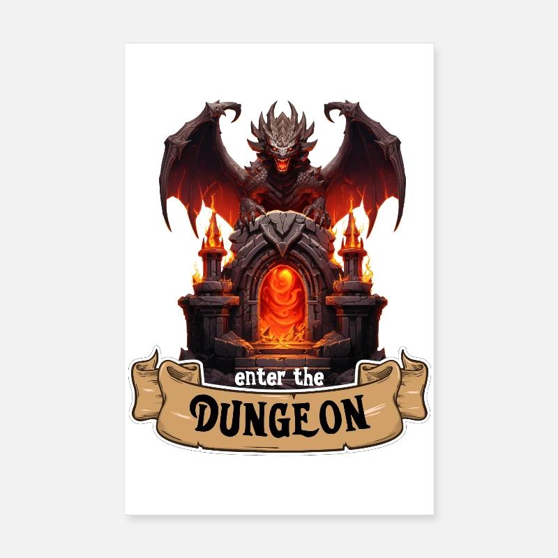 Enter the Dunegon RPG Gate Dragon - Poster 8" x 12" (20x30 cm) - white
