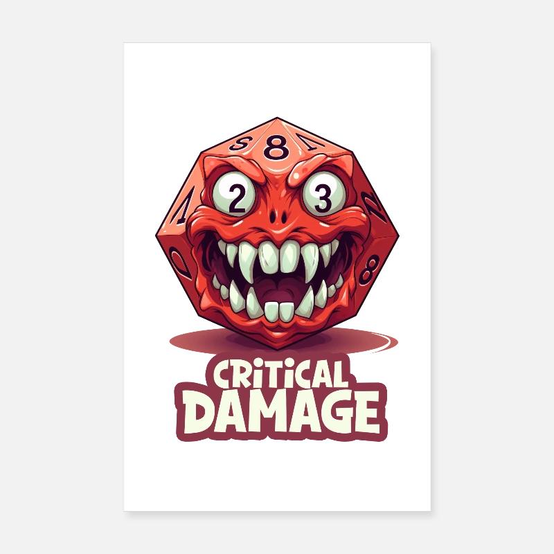 Critical Damage W20 Sarcasm RPG Shirt Poster 8" x 12" (20x30 cm)