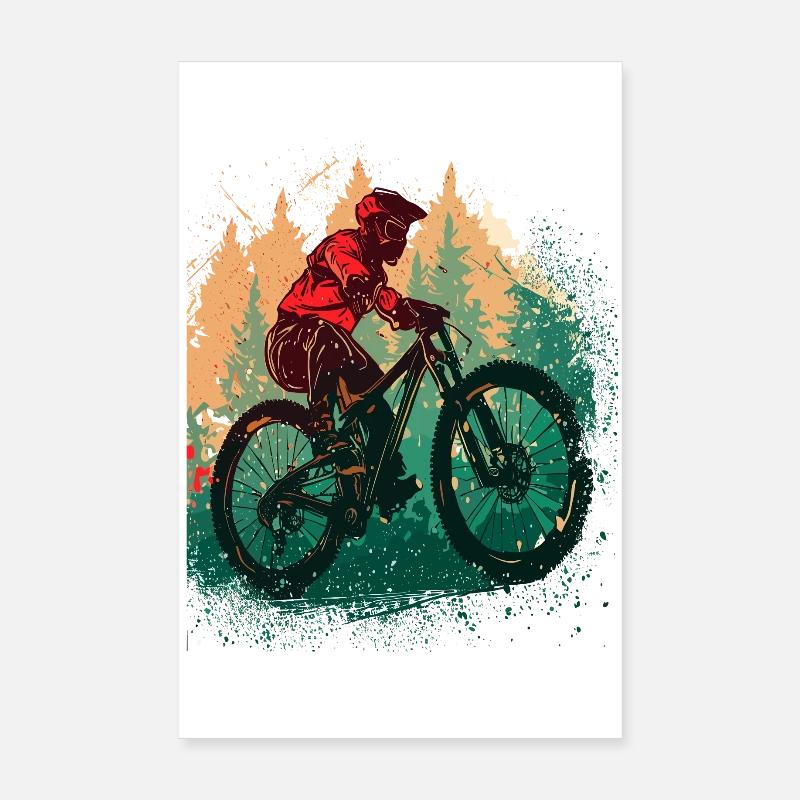 Vintage Mountain Biker VTT Cycliste Poster 20 x 30 cm