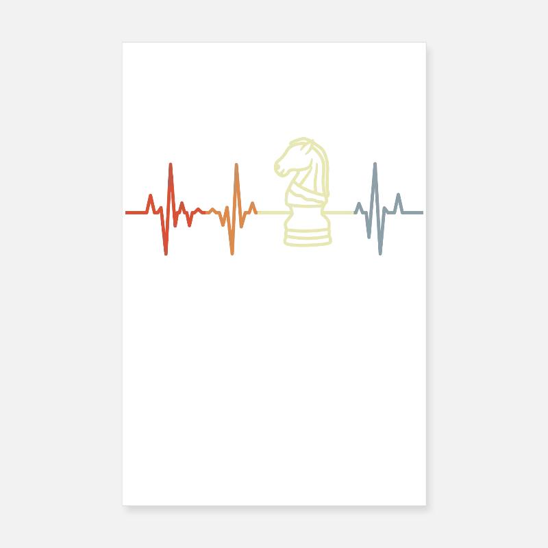 Échecs Heart Palpitations Retro Look Poster 20 x 30 cm
