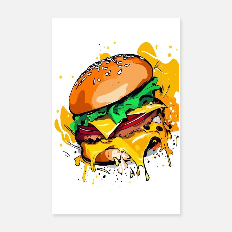 Extra Käse Burger Cheeseburge Poster 20x30 cm