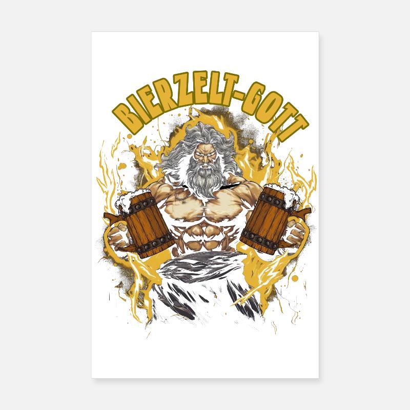 Bierzelt Gott Biertrinker Geschenk Poster 20x30 cm