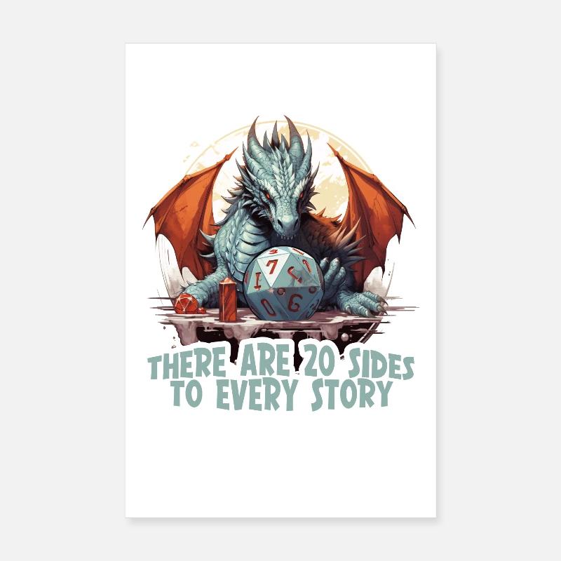 20 Seiten Einer Geschichte W20 RPG Shirt Poster 20x30 cm