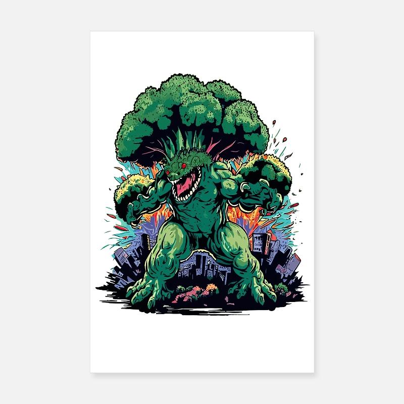 Brokkozilla monstre géant de brocoli Poster 20 x 30 cm
