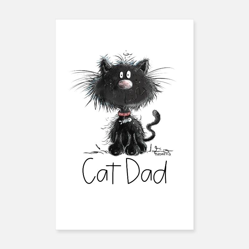 Droll chat noir avec chats papa disant Poster 20 x 30 cm