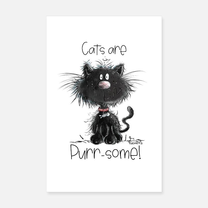 Droll chat noir avec des chats disant - Poster 20 x 30 cm - blanc