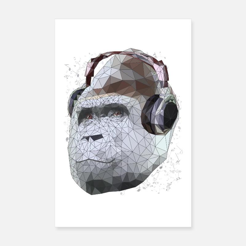 Gorilla with Headphones Low Poly Pop Art Art Poster 8" x 12" (20x30 cm)