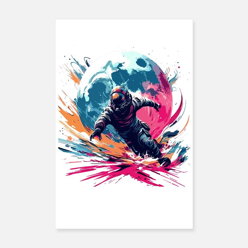 Astronaute Coloré Lune Runner Astro Run Poster 20 x 30 cm