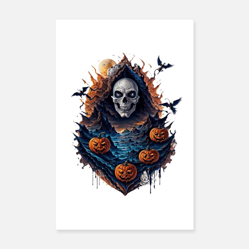 Vampire Halloween Ghost Pumpkin Poster 8" x 12" (20x30 cm)