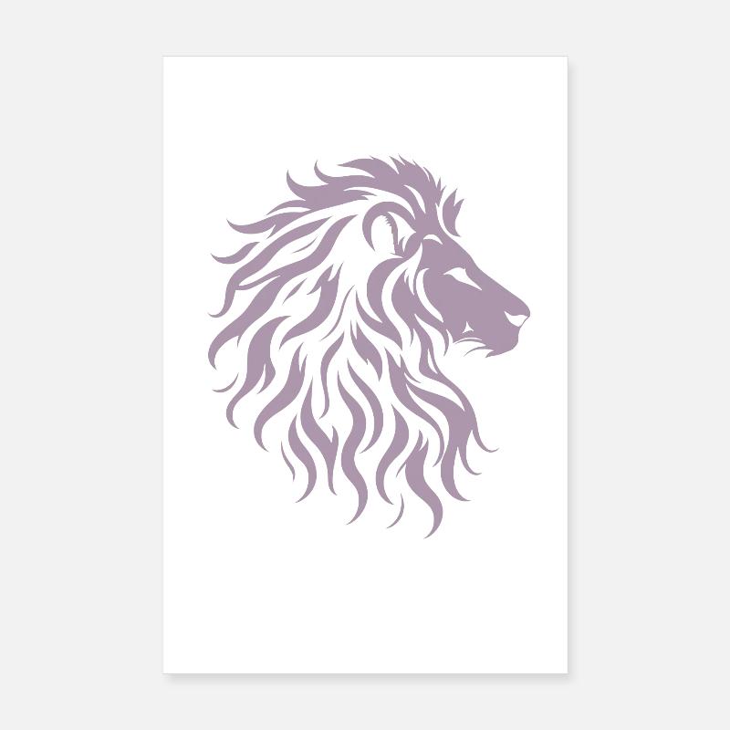 Silhouette majestueuse de tête de lion Poster 20 x 30 cm