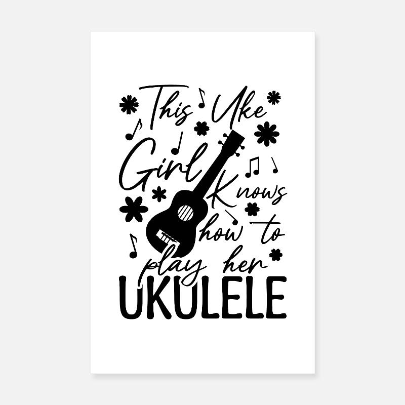 Fille de ukulélé Poster 20 x 30 cm