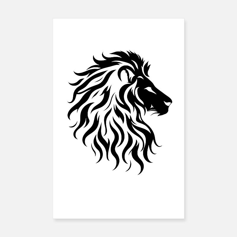 Silhouette majestueuse de tête de lion Poster 20 x 30 cm