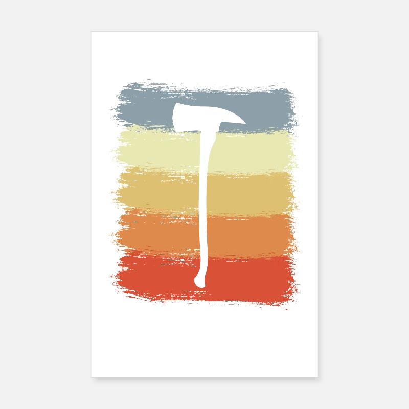 Firefighter Axe Drawing Poster 8" x 12" (20x30 cm)