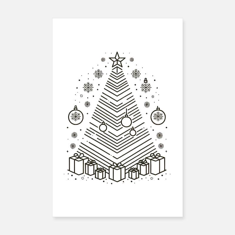 Sapin de Noël doré Poster 20 x 30 cm