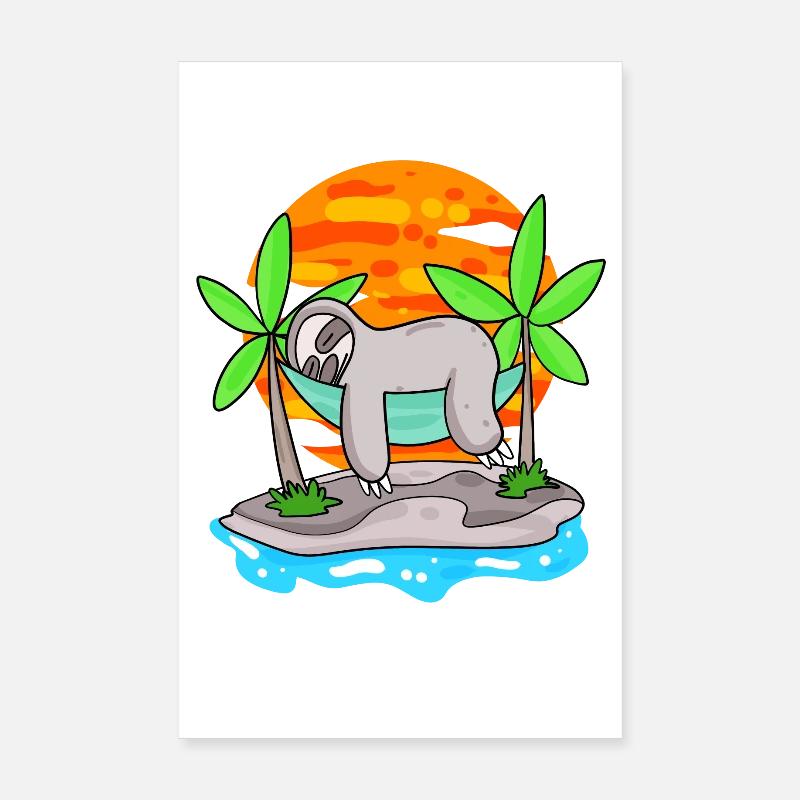 Faultier am Strand Poster 20x30 cm