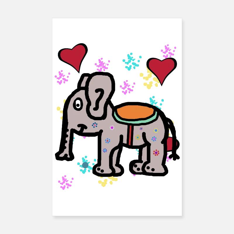 Inde Éléphant Éléphant Proboscis Pachyderme Enfants Poster 20 x 30 cm