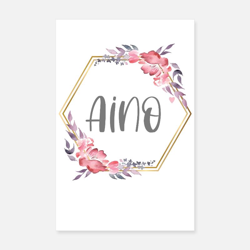 Aino Mädchen Name Baby Geschenk Poster 20x30 cm