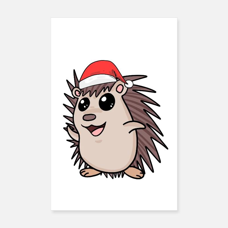 Hérisson Noël Poster 20 x 30 cm