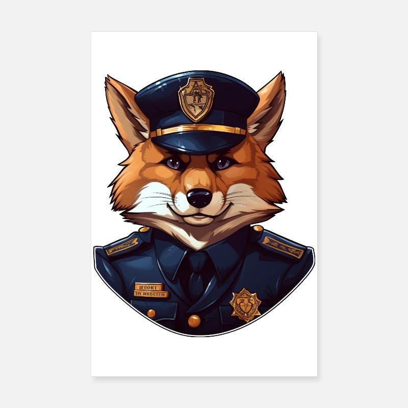 Renard policier Poster 20 x 30 cm