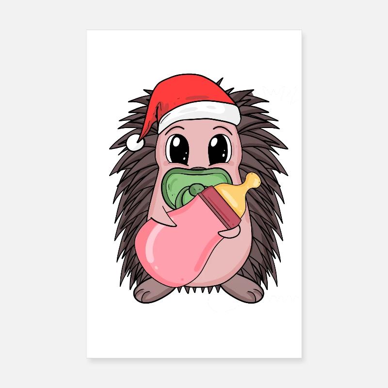 Hérisson bébé Noël Poster 20 x 30 cm