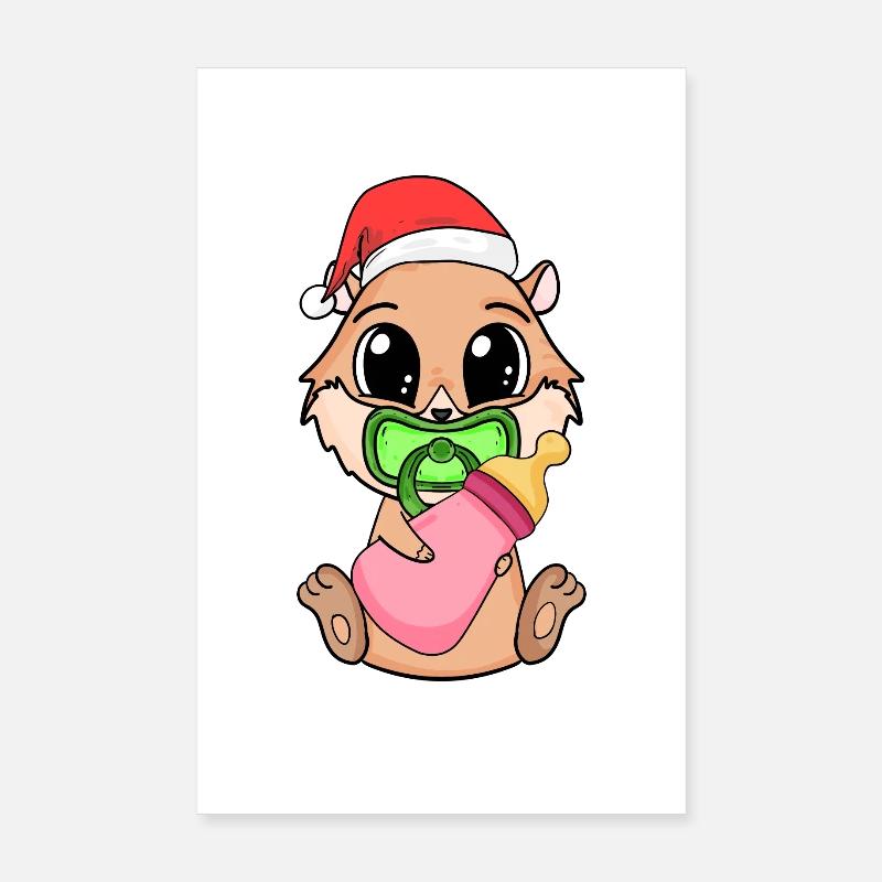 Cochon d’Inde Bébé Cochon d’Inde de Noël Poster 20 x 30 cm