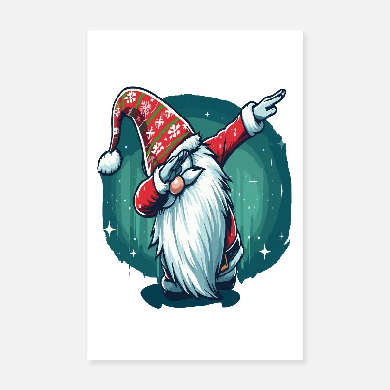 Dabbing Christmas Gnome Poster 8" x 12" (20x30 cm)
