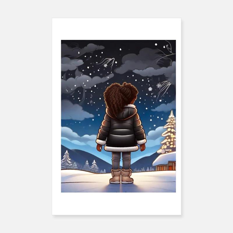 Winterträume unter Sternenhimmel Poster 20x30 cm