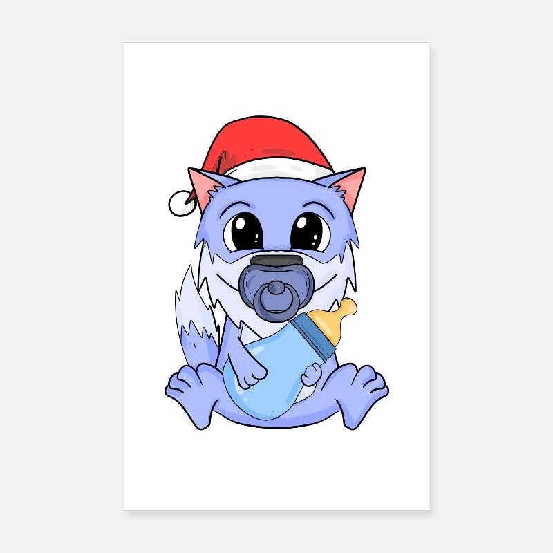 Bébé loup Noël Poster 20 x 30 cm