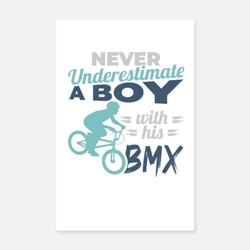 Ne sous-estimez jamais un garçon avec le BMX Poster 20 x 30 cm