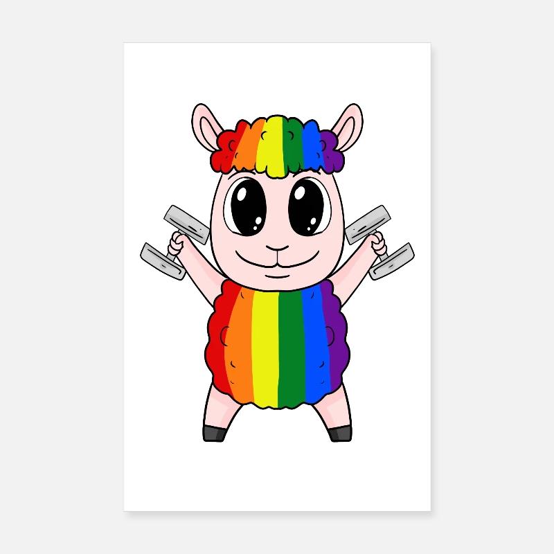 Rainbow sheep with dumbbells Poster 8" x 12" (20x30 cm)